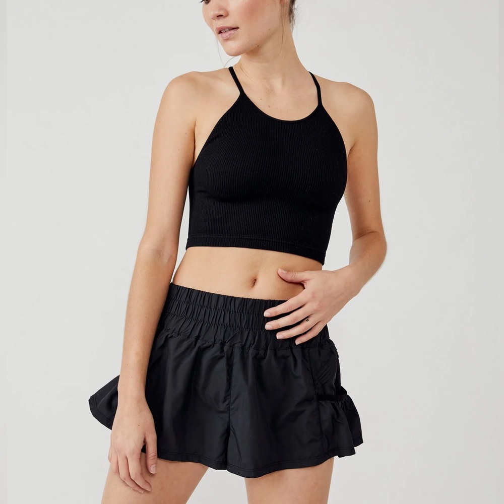 FREE PEOPLE MOVEMENT/GET YOUR FLIRT ON SHORTS SIZE LARGE BLACK